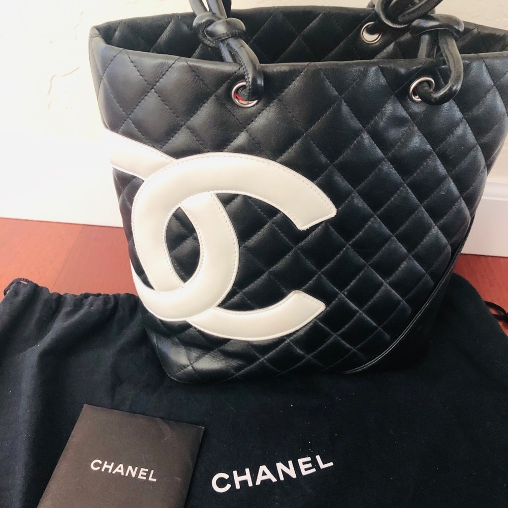 Chanel black leather Cambon bag